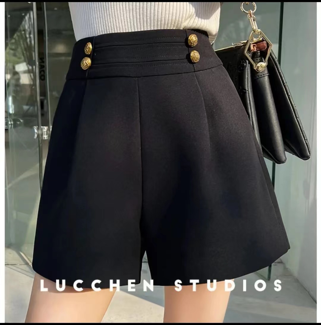 Large Suit Shorts women's summer high waist loose A-line pants versatile casual wide leg pants