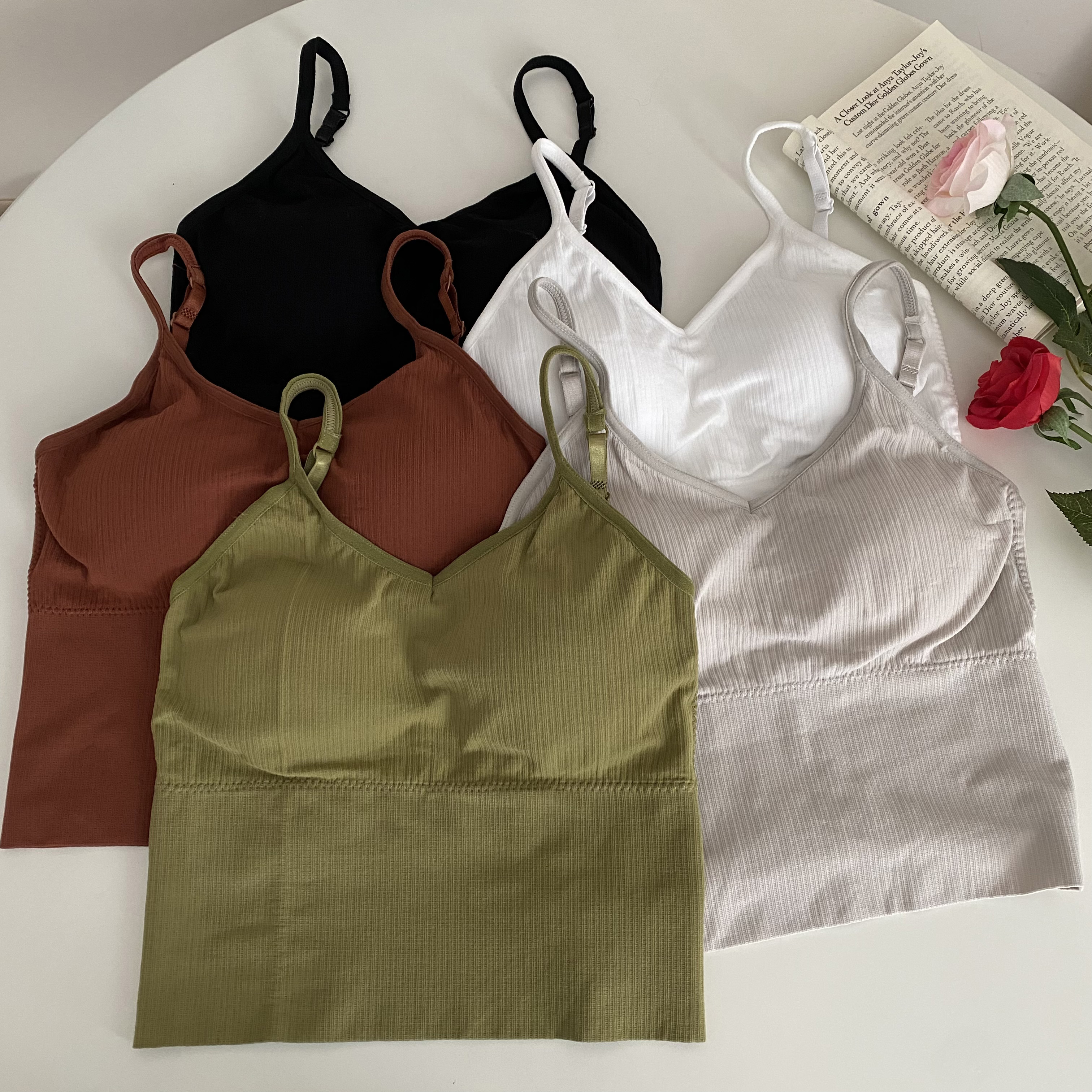 Real shooting and real price in summer simple solid color with sports suspender tank top for women to slim down, back-to-back, strapless and wrap around the chest