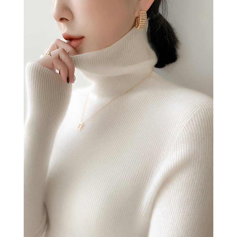 Autumn and winter soft waxy thick high-neck cashmere sweater women's high-end sense inner layer bottoming sweater winter wool top