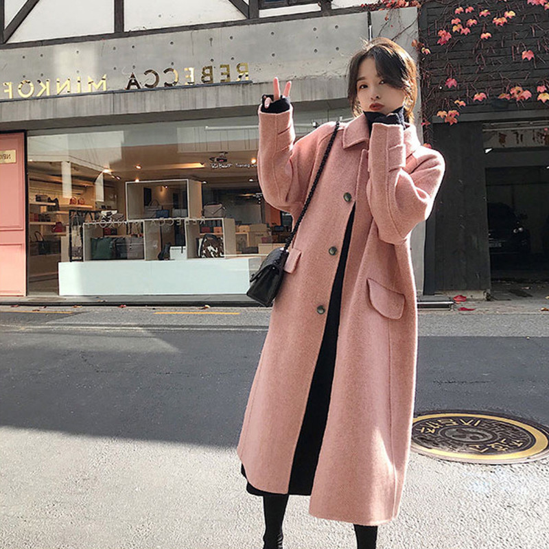 2021 autumn and winter new cashmere wool coat women's wear medium long thickened Korean loose over knee wool coat