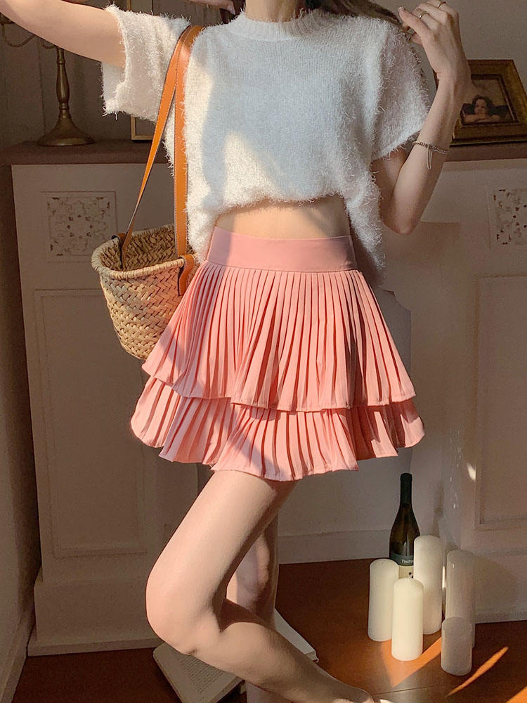 Real shot at real price~New pure desire style girlish look thin pleated skirt cake skirt skirt high waist skirt