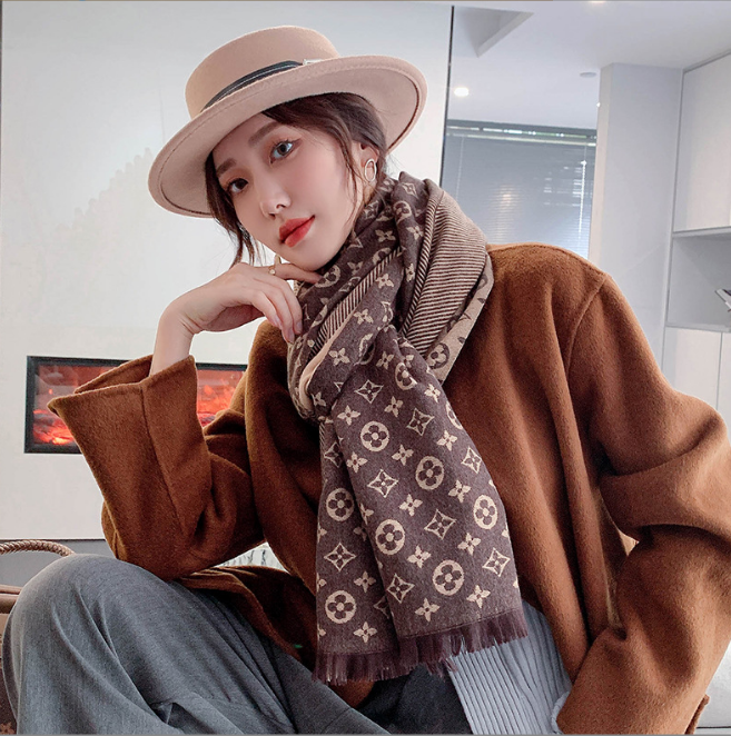 2021 autumn and winter new imitation cashmere warm scarf double-sided thickened long shawl