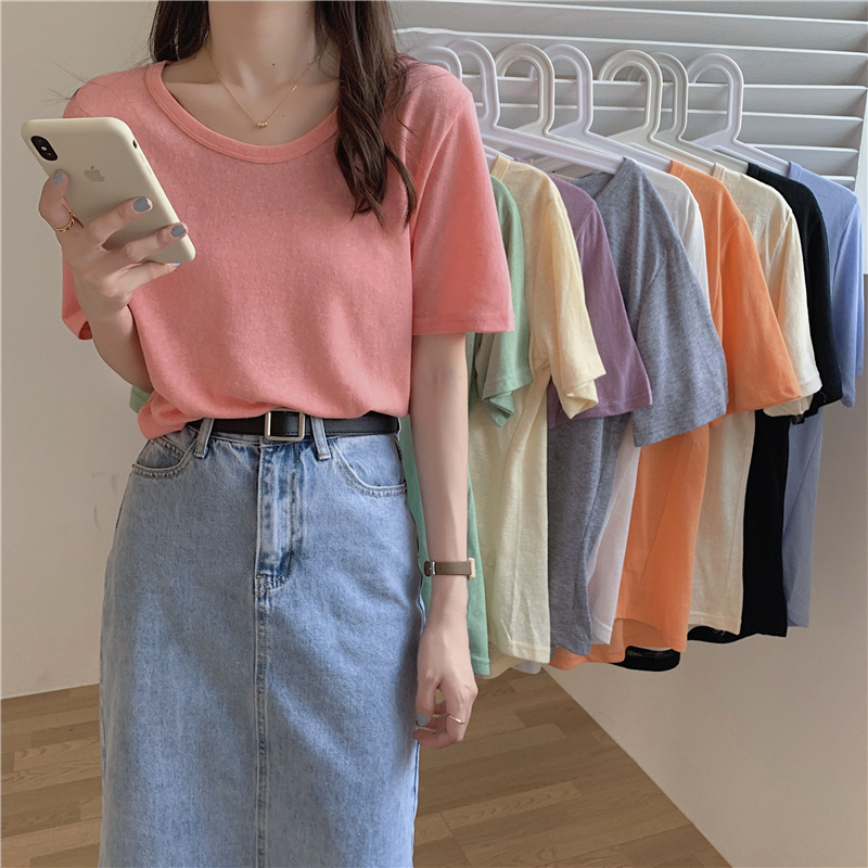 Real price slightly transparent short sleeve snowflake linen T-shirt women's summer 2021 new fashion V-neck fashion