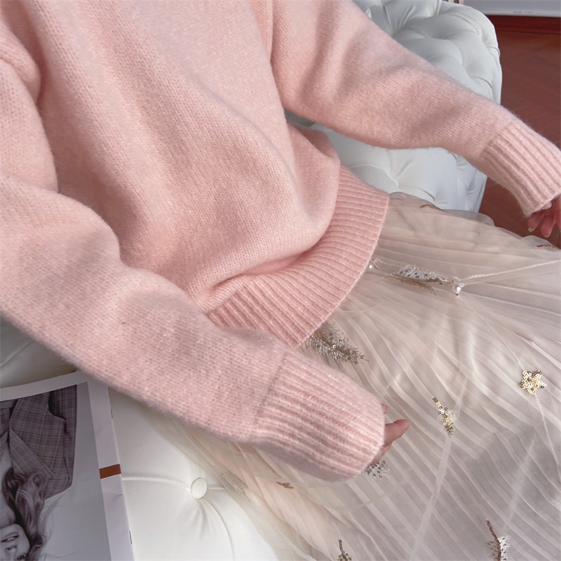 Lazy wind sweater women's Pullover autumn and winter new Mohair Japanese soft milk loose sweater