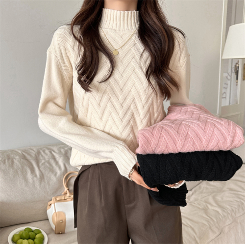 Real shot real price autumn and winter high collar bottoming sweater twist all-match pullover knitted bottoming shirt