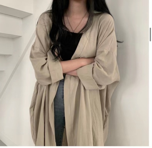 Official Photo Summer New Thin Shirt Jacket Lazy Loose Slim Mid-Length Korean Style Sunscreen Versatile Top