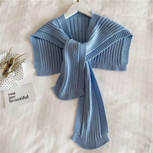 Simple pit stripe knitted shawl knot in summer, wear various kinds of false collar small Cape scarf in autumn