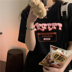 Official picture pure Korean loose and versatile print short sleeve T-shirt, new summer style for female Harajuku
