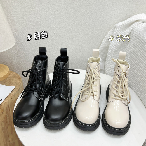 Real shot real price~Retro British style round toe thick-soled ankle boots 2022 autumn and winter new Martin boots