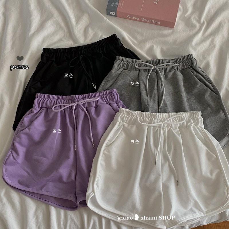 Casual sports pants drawstring shorts women's summer loose wide leg pants high waist A-shaped hot pants home yoga pants fashion