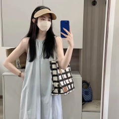 Inner dress new summer niche chic unique temperament French high-end solid color sleeveless mid-length skirt