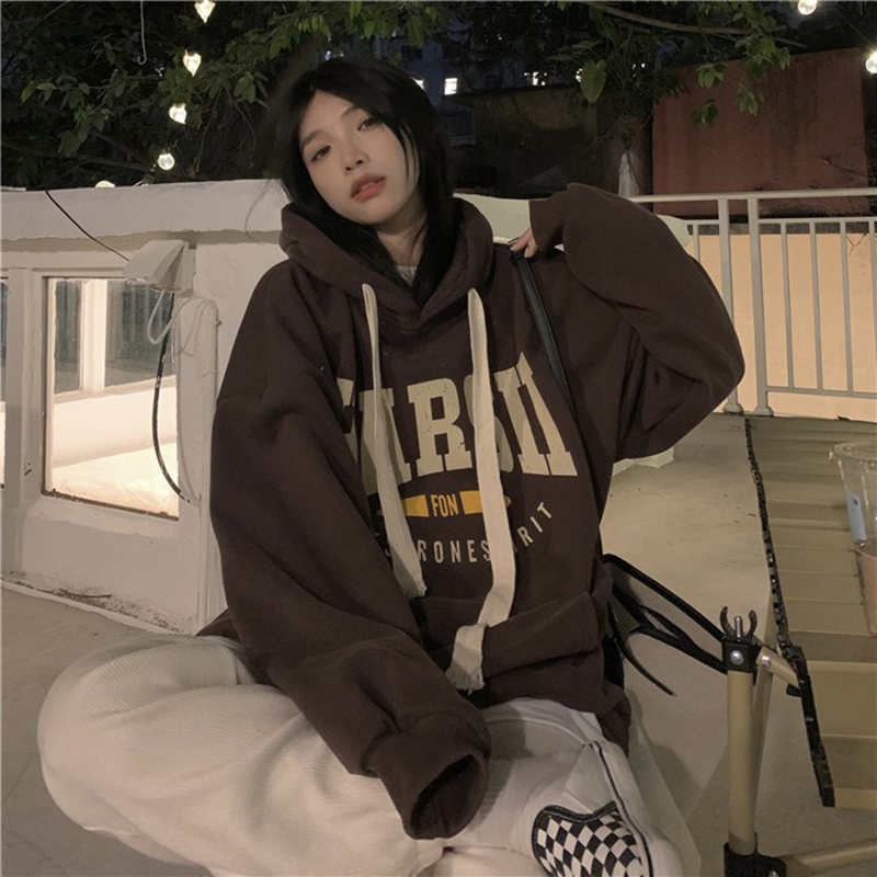 190g sweater plus fat large size sweater women's new autumn and winter American retro loose printing