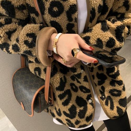 Leopard-print fur all-in-one short jacket women's autumn and winter all-match  Korean version loose and thin casual faux fur top