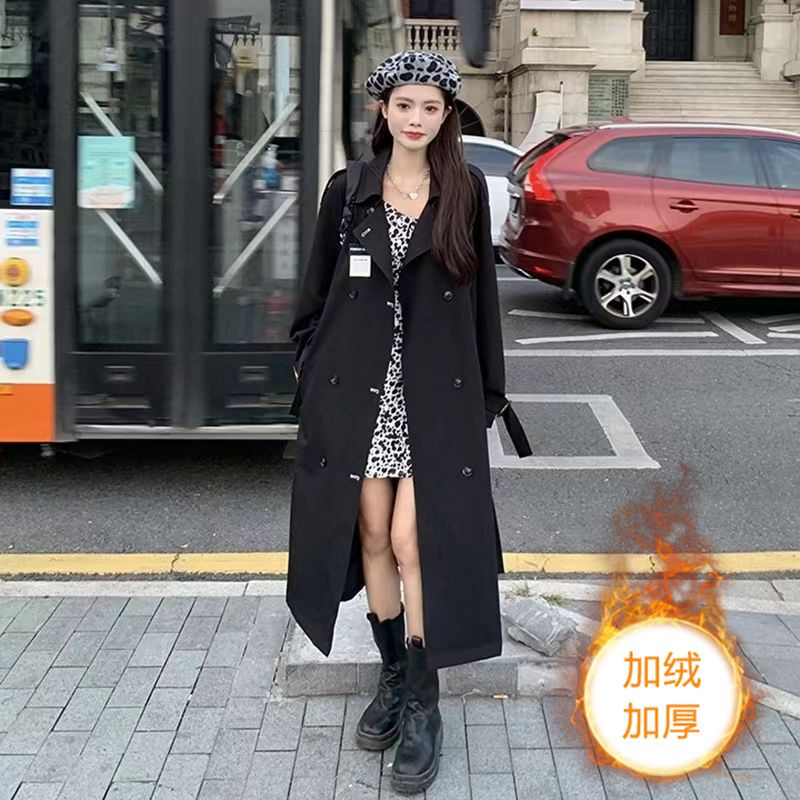 Autumn and winter 2022 new wool medium long coat fashionable and versatile herringbone pattern loose and thin coat trend