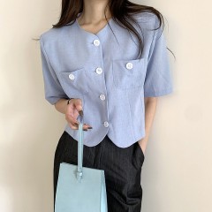 Korean simple casual shoulder padded jacket