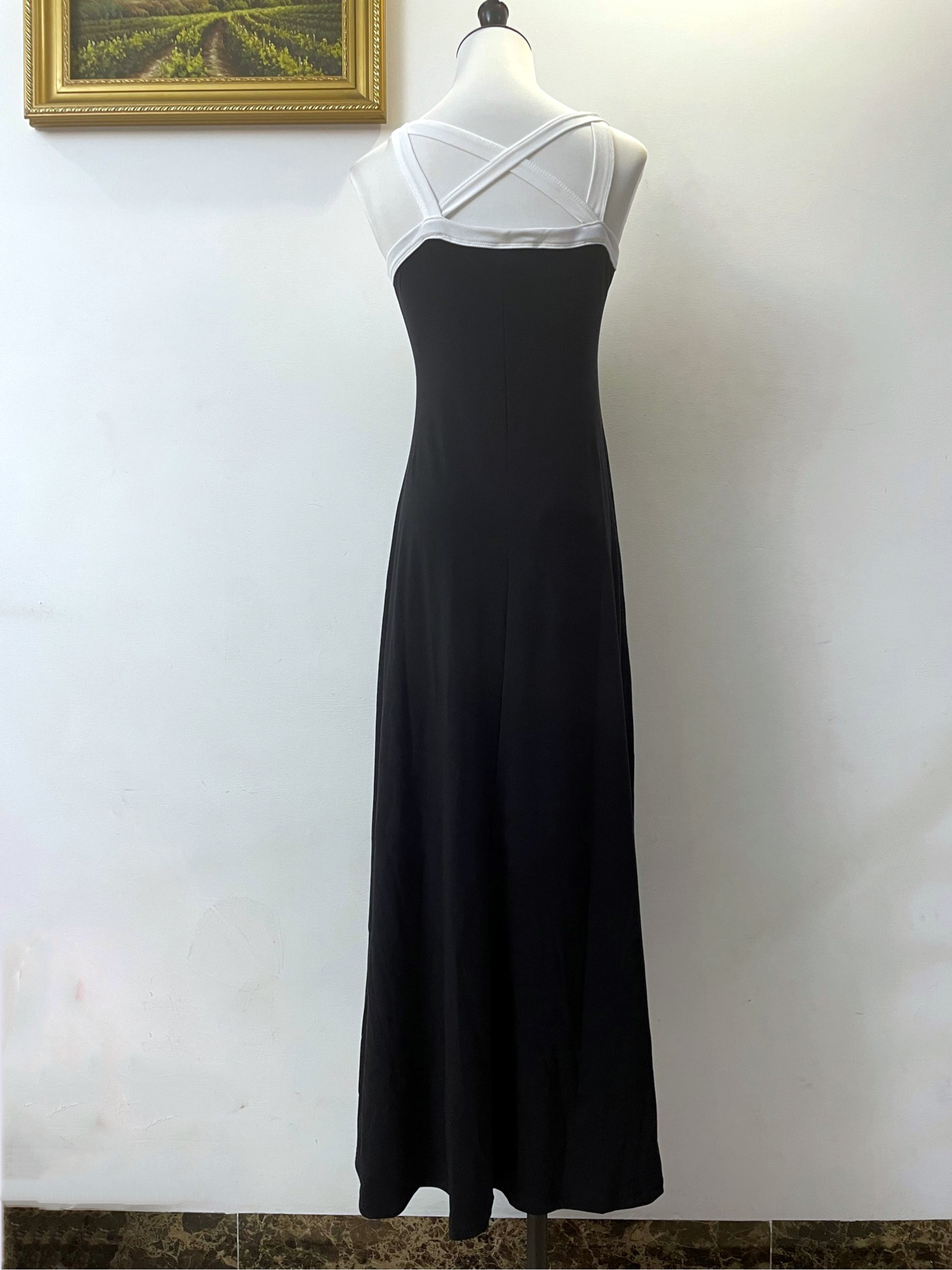 August Black suspender dress for women summer new backless hot girl long French tea break skirt waist A-line skirt