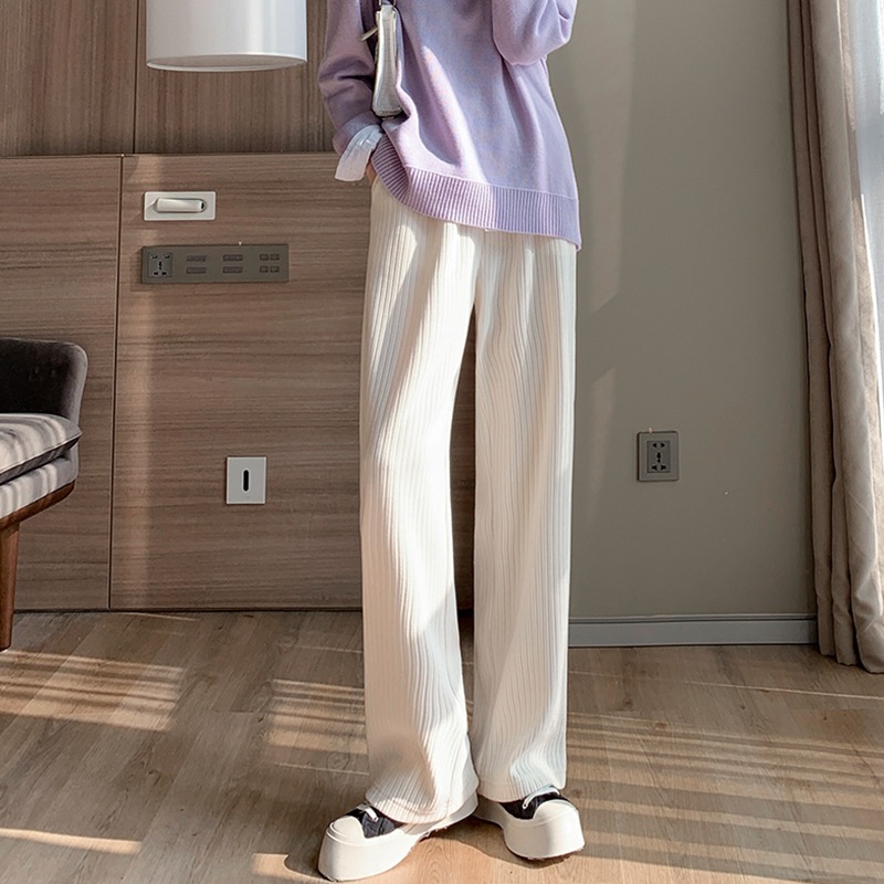Plush thickened Plush corduroy casual pants women's autumn and winter versatile high waist chenille pants