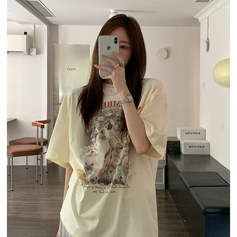 Real price pure cotton wrap collar 2023 summer new 200g pure cotton pull shoulder strip pure cotton short-sleeved T-shirt