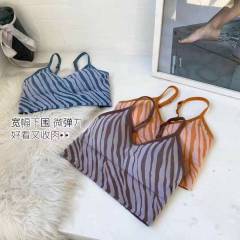 Zebra pattern suspender vest for women to wear new net red bottomed shirt with breast pad