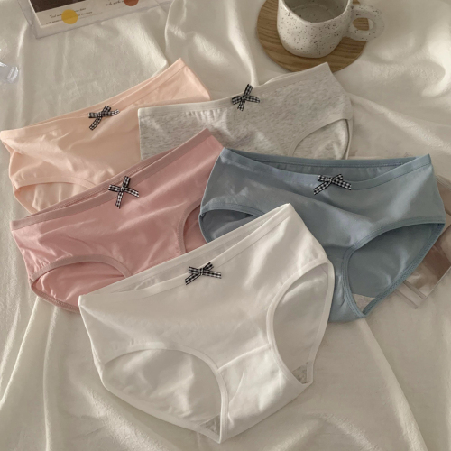 Real price real price women's underwear women's cotton crotch mid-waist women's triangle shorts girls' Japanese underwear five packs