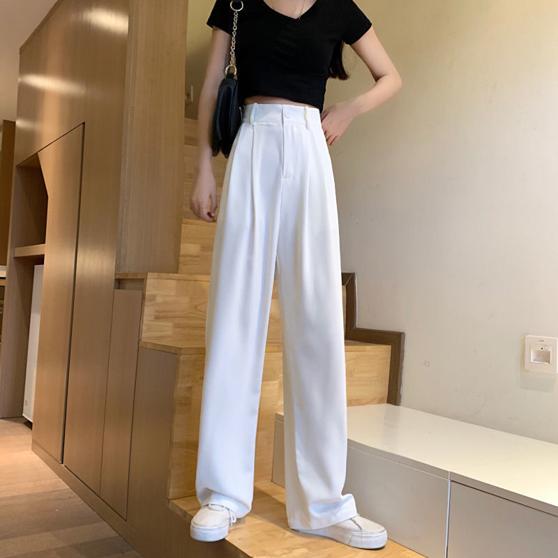 Spring and summer new style vertical sense leisure wide leg pants women's high waist floor dragging pants straight tube loose suit pants trendy pants