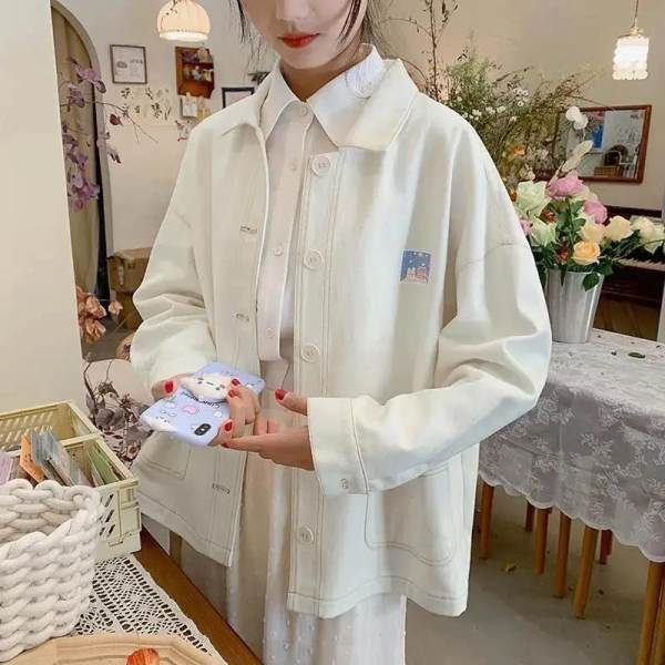 2022 autumn new short coat loose BF cardigan tooling jacket shirt