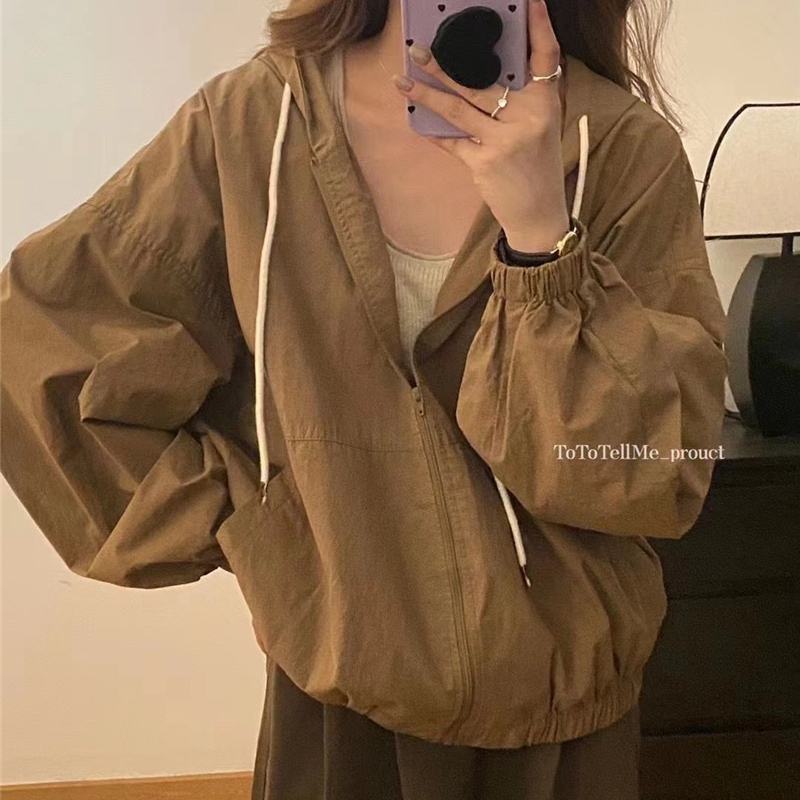 2023 new spring and summer sun protection thin temperament slimming age-reducing versatile loose hooded cardigan