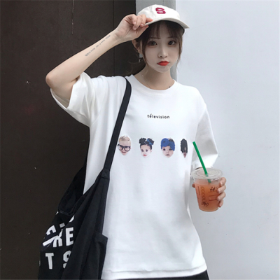 6535 cotton women's summer wear CEC short sleeve T-shirt women's wear new Korean ins fashion students loose and lazy wind mourning Department clothes