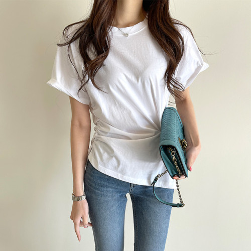 Simple solid color waist down T-shirt