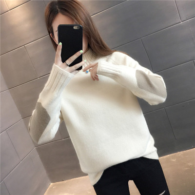 Half high neck sweater women's loose T-Shirt NEW autumn and winter versatile bottoming shirt with foreign style and thickened Pullover