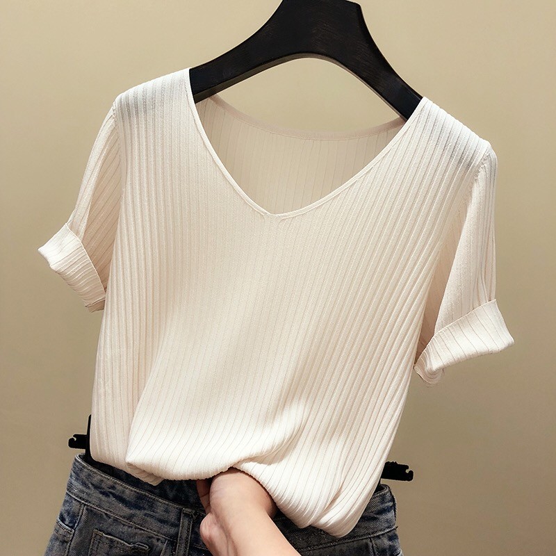2020 summer new style slim ice silk short sleeve T-shirt chubby younger sister's age reducing belly covering top