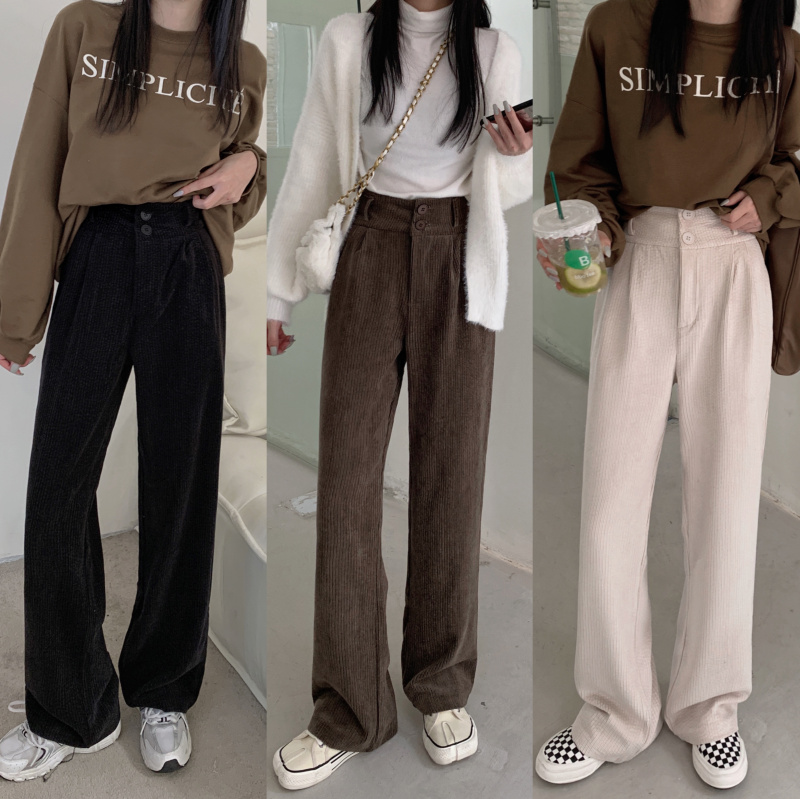 Real shot real price Korean winter new design feeling loose and thin casual pants wide leg pants