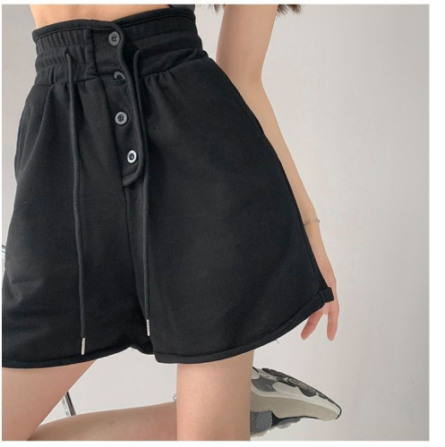 Official figure sports shorts, guard pants, women's summer clothes, thin style, leisure, high waist, loose straight tube, student wide leg pants, cropped pants