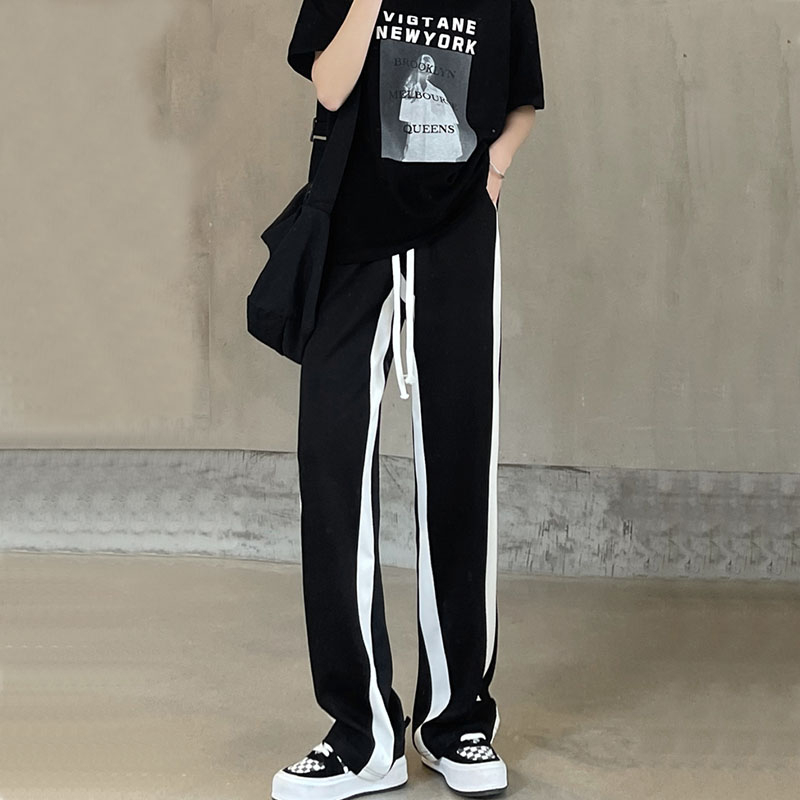 Autumn new trousers vertical straight stitching casual pants mopping sweat pants slimming all-match sports pants women