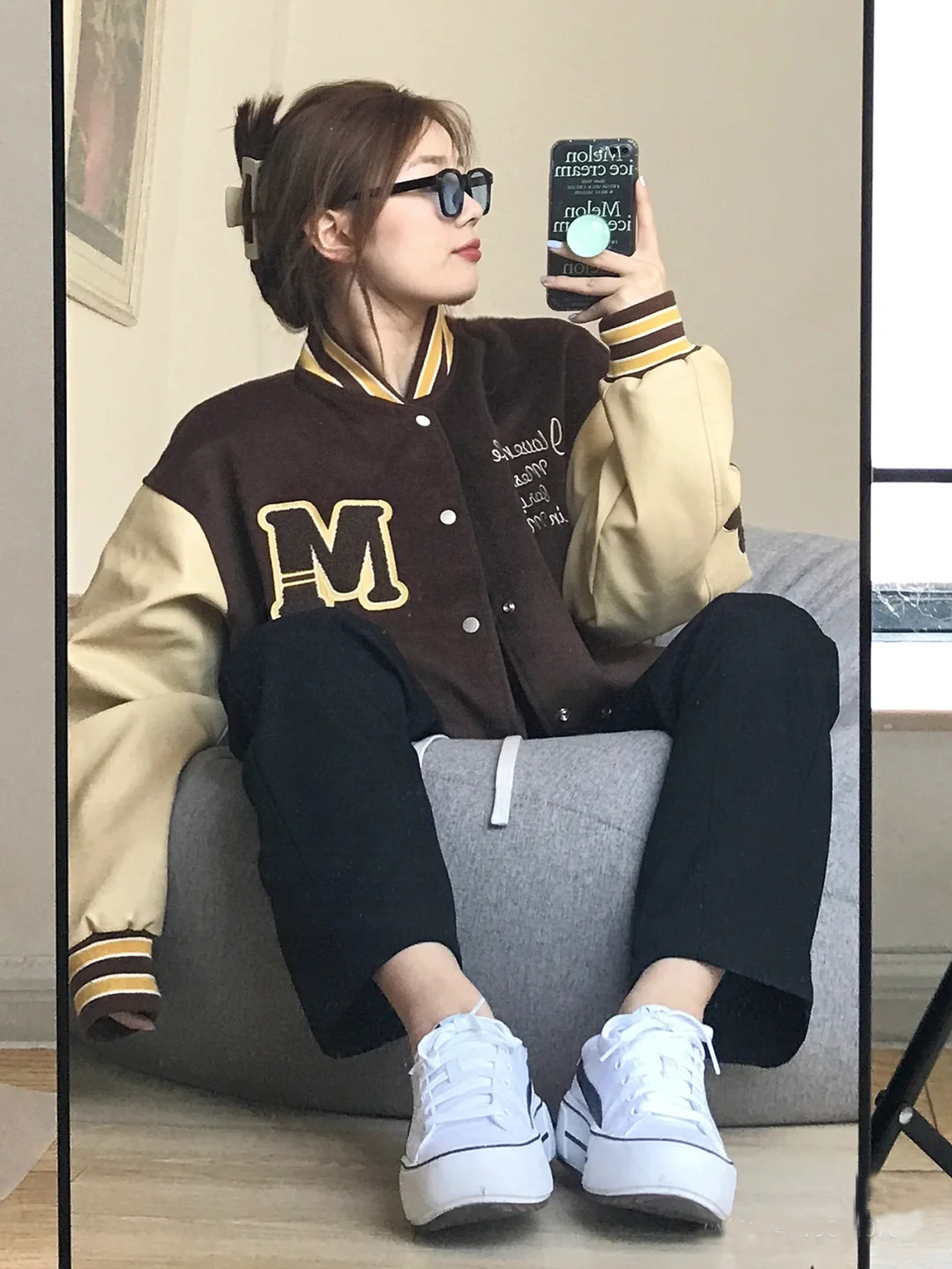 Dr national fashion American retro baseball suit men's winter embroidered brown jacket jacket men's and women's wear