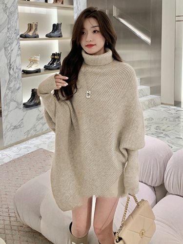 Western-style fashionable bottoming shirt women's autumn and winter coat with turtleneck sweater irregular Korean style gentle lazy wind top