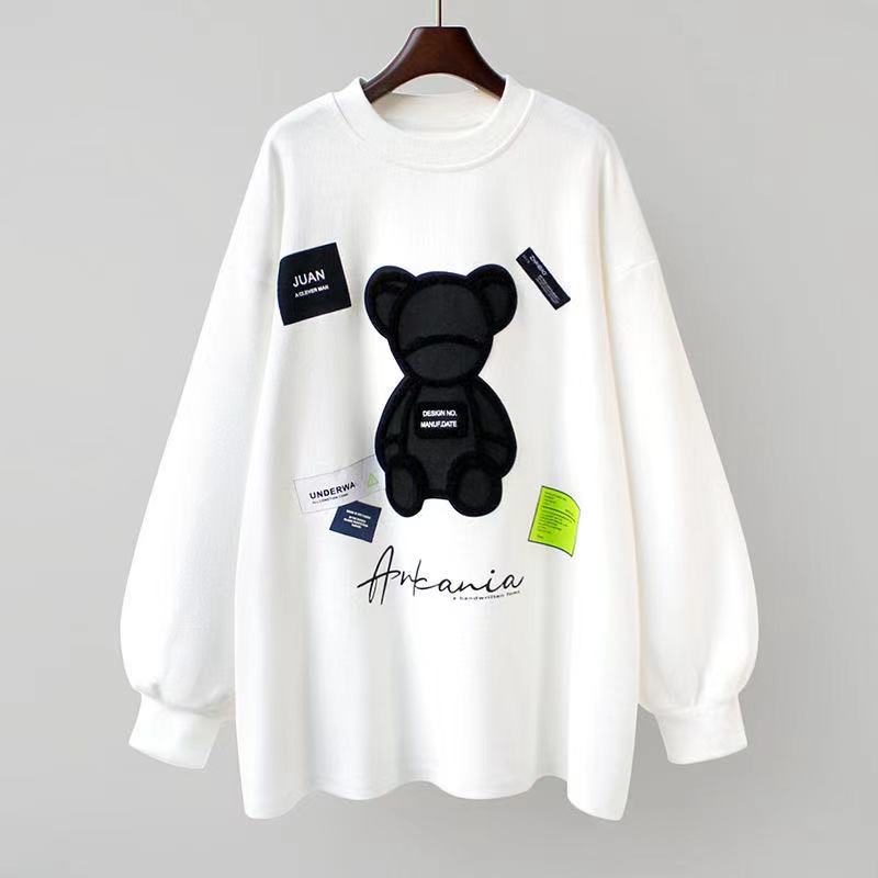 European station autumn 2022 Korean version loose bear thin sweater women's large size thin long-sleeved top coat ins