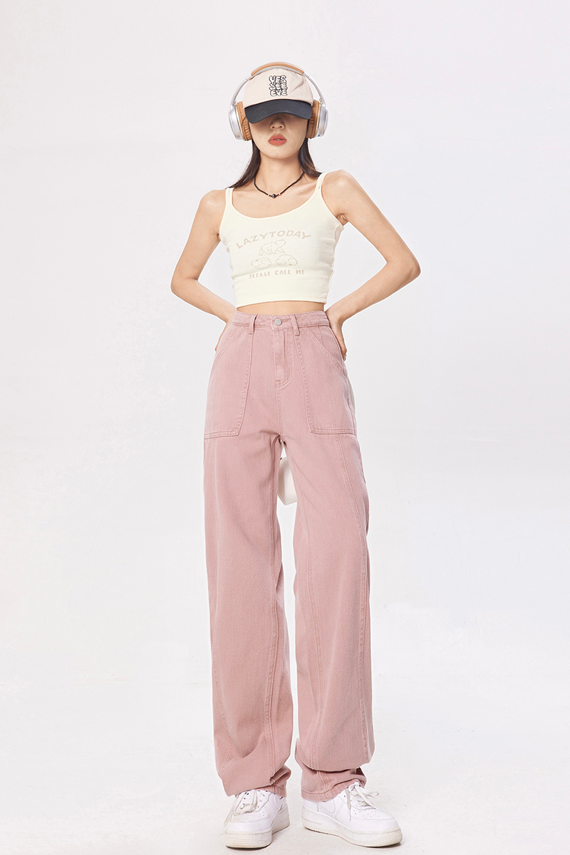 Real Shot 2023 Summer Design High Waist Straight Jeans Slim Jeans