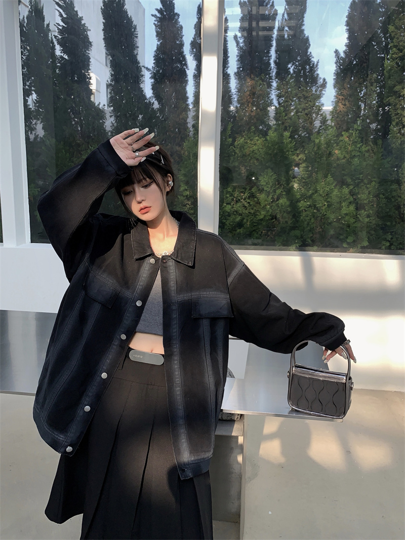 Real shooting real price 2022 autumn new heavy industry washed gradient jacket street sense denim jacket