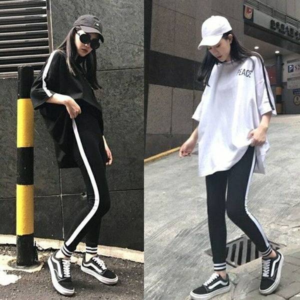 Summer new Korean leisure sports suit loose short sleeve T-shirt Leggings student two piece set big size women's fashion