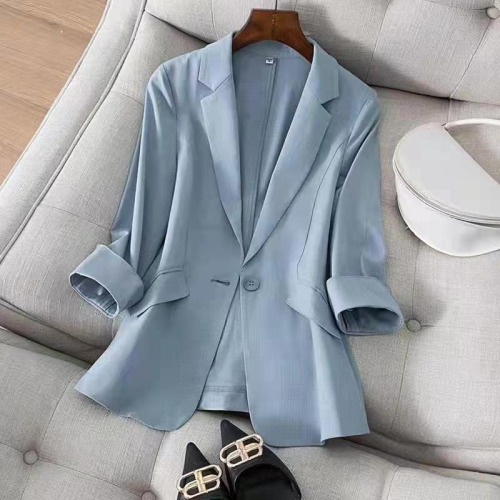 Advanced sense of foreign style small suit coat women's seven point sleeve spring and summer new Korean style slim slim suit top