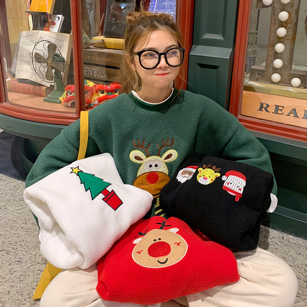 Two fake autumn and winter lamb wool and plush thickened sweater women's fashion Korean ins loose BF coat
