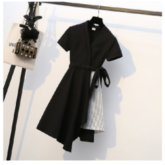 Fake two-piece cardigan coat summer dress new style foreign style age reducing fairy skirt show thin cover belly dress