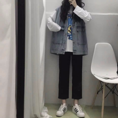 Wide leg pants female student Korean spring and summer 2020 high waist straight tube casual suit pants loose and slim 9-point pants