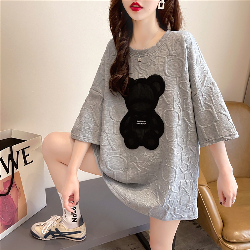 Women's new relaxed Korean style languid long short sleeve T-shirt in spring and summer 2021