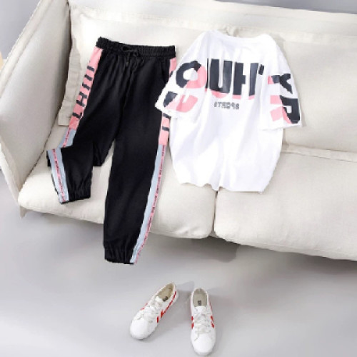 Summer sports suit for women 2020 new Korean version loose fitting student's casual fashion two piece summer suit