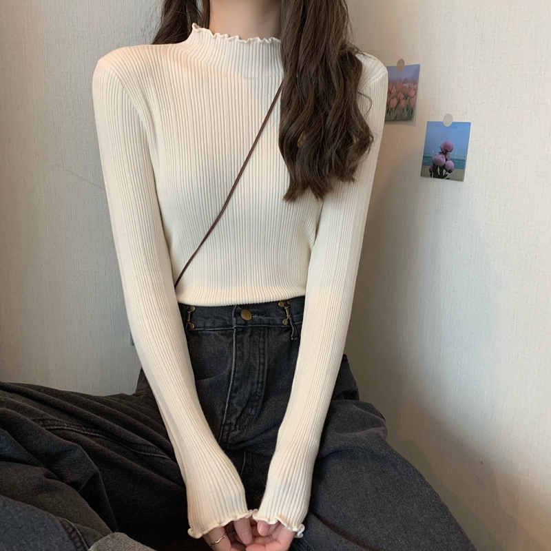 Women's autumn slim fit thin long-sleeved bottoming knitted sweater top