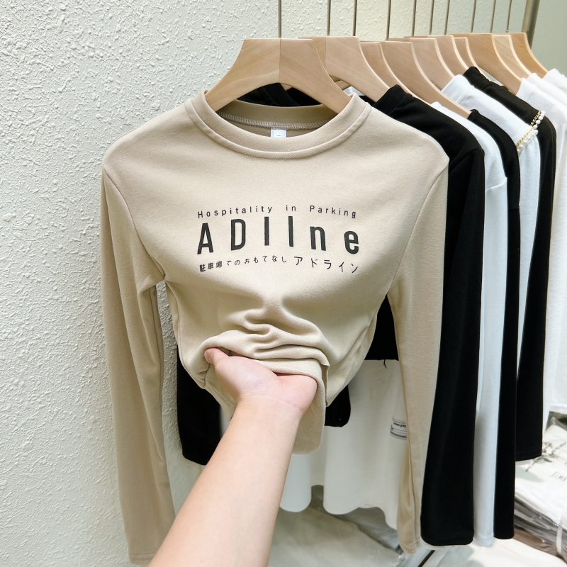 Real shot, real price, ammonia, double-sided German velvet, autumn and winter dress, high waist, short bottoming shirt, women's thin velvet