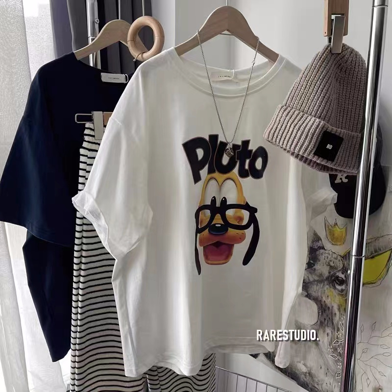 Official picture spring and summer short-sleeved printed T-shirt Four fabrics to choose from Cotton Back collar