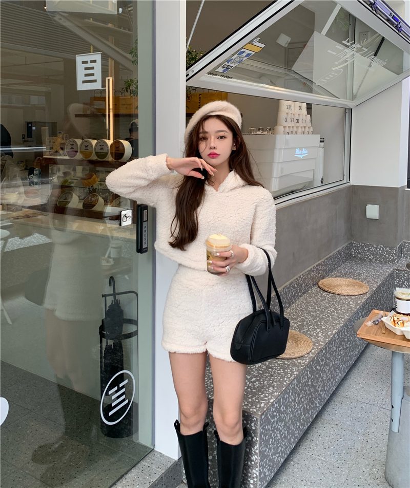 Real price hooded lambs sweater women winter 2020 new versatile thickened Korean loose suit